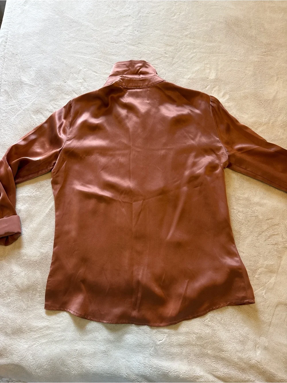 Reformation 100% Silk Pink Rust Button Up Top, XS (Many flaws see pics) - Picture 9 of 15
